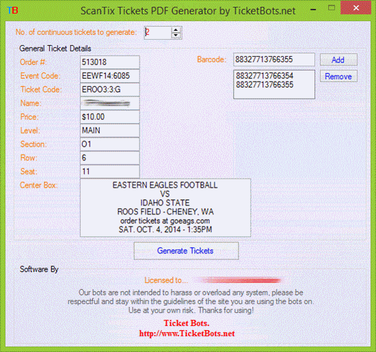 Picture of ScanTix Tickets PDF Generator