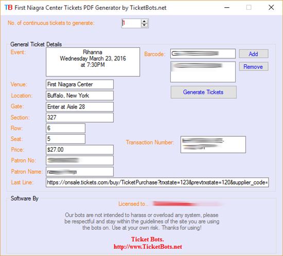 Picture of First Niagra Center Tickets PDF Generator