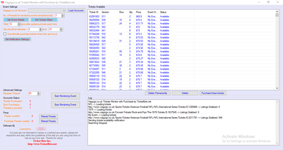 Picture of Viagogo Tickets Monitor with Purchaser