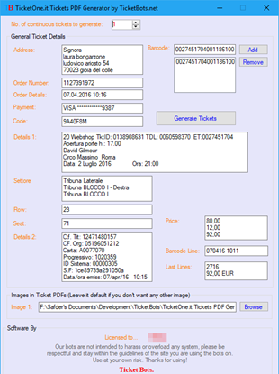 Imagen de TicketOne.it Tickets PDF Generator