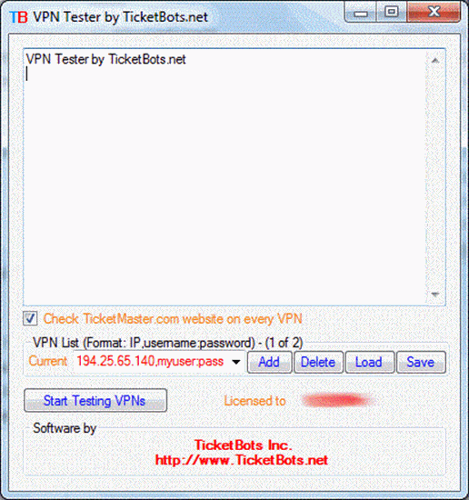 Bild von Proxy/VPN Tester For Ticket Websites