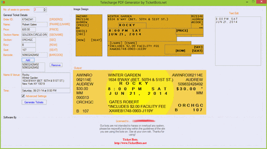 Imagem de Telecharge.com PDF Tickets Generator
