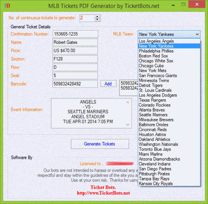 Picture of MLB PDF Tickets Generator