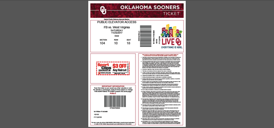 Picture of Oklahoma Sooners Tickets PDF Generator